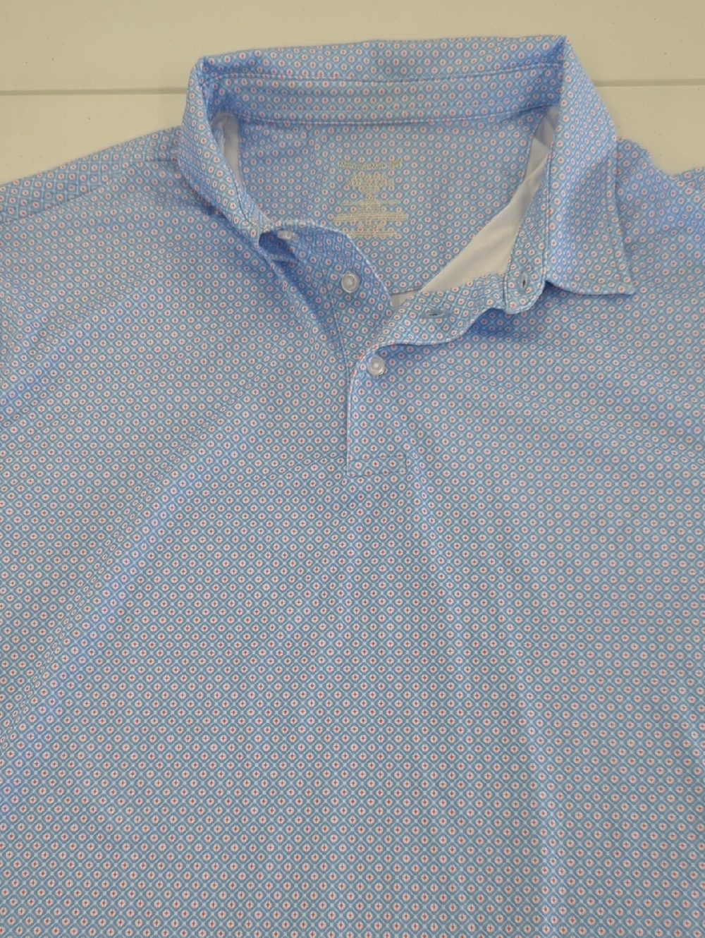 Men's Light Blue Geometric Print Polo Shirt